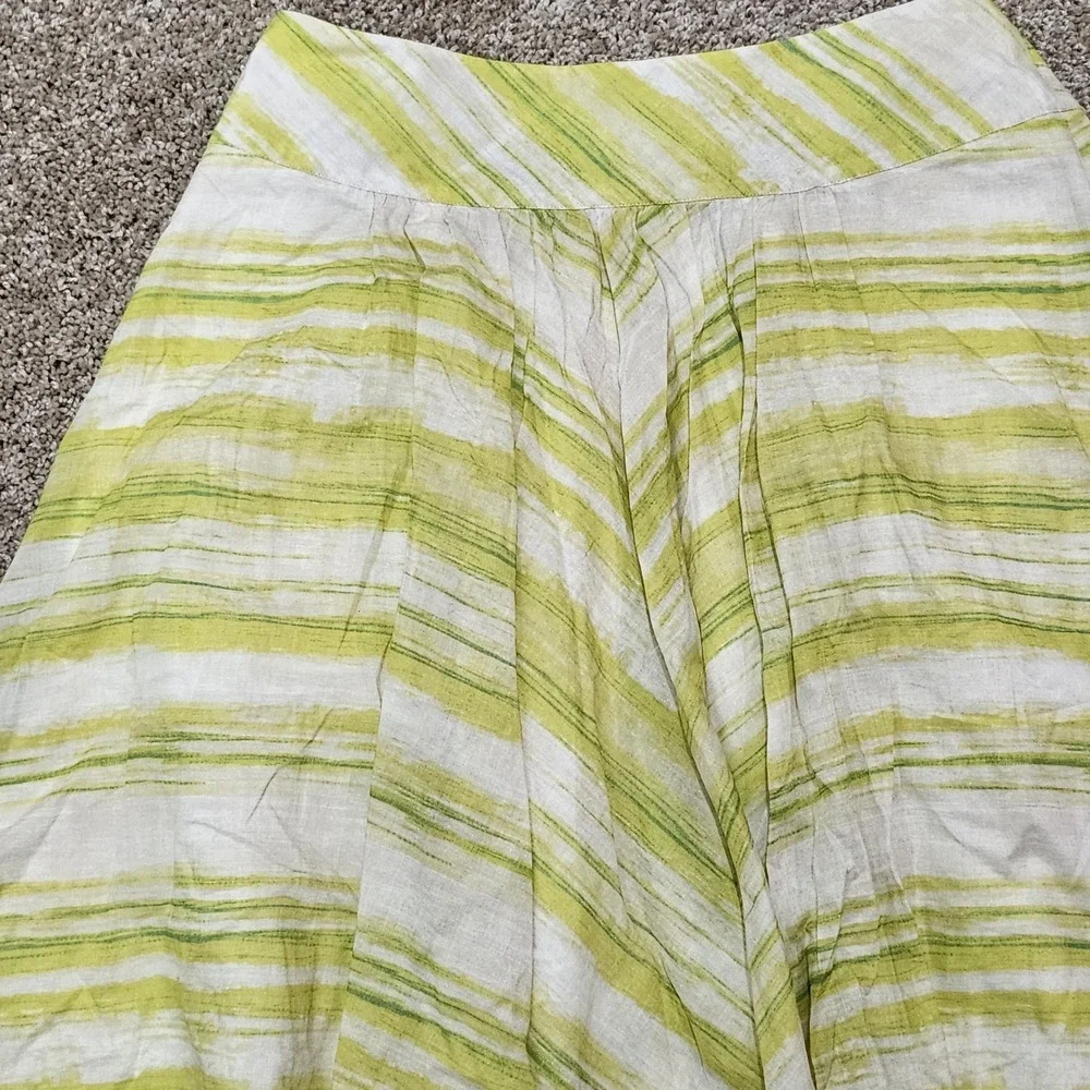Talbots Skirt Green White Striped Cotton A-Line Preppy 8P‎
